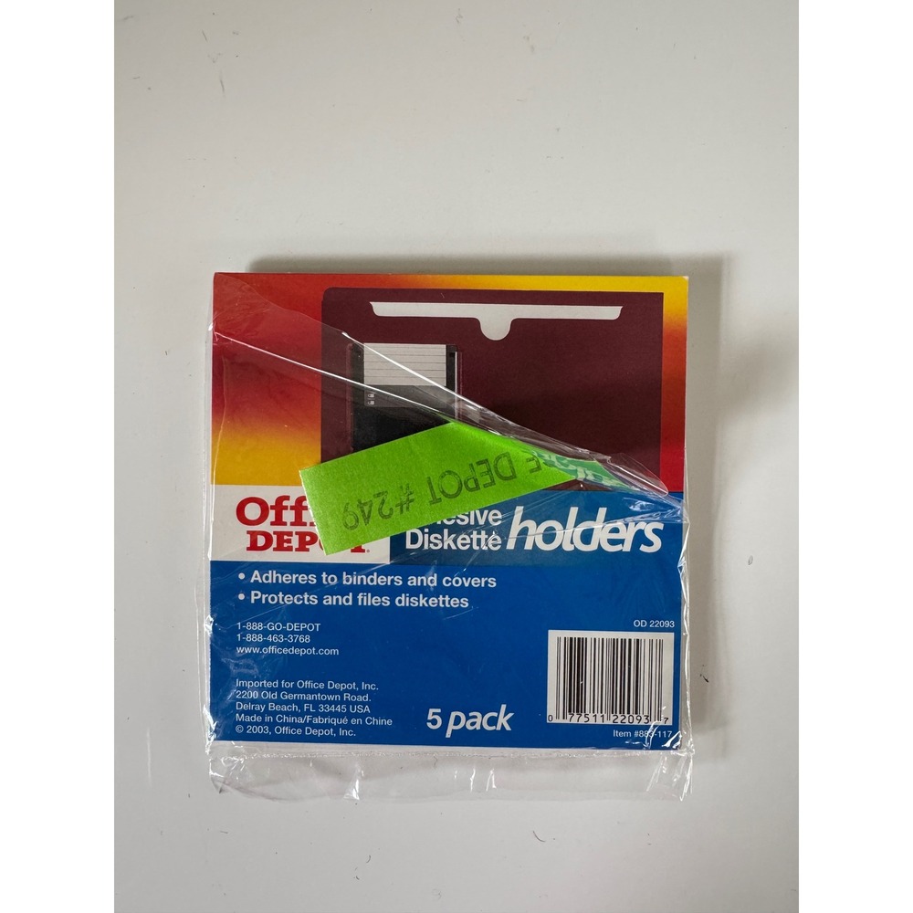 Office Depot Adhesive Diskette Holders 5 Pack for 3.5 Floppy Disks OD 22093